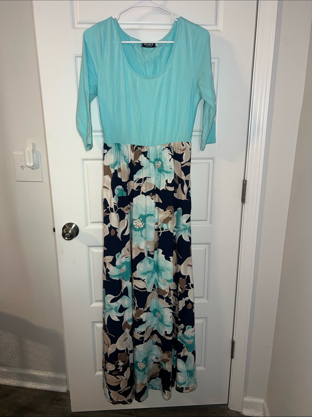 Amazon Aqua and Navy Floral Maxi Dress